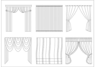 经典室内装修设计cad窗帘素材图例图库(大院设计,种类齐全)